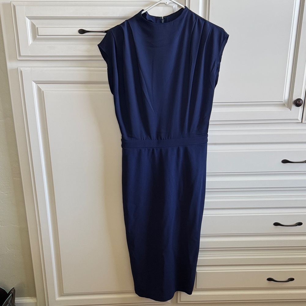 Express Navy Midi Dress with Cap Sleeves